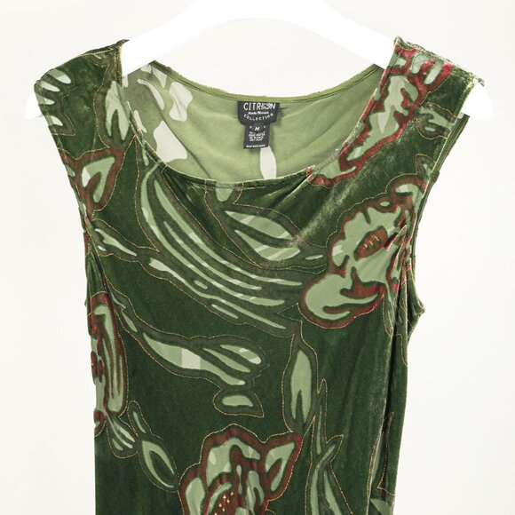 Citron Santa Monica Green Floral-Burnout Velvet Maxi Dress - Picture 3 of 9